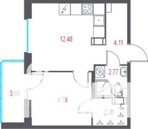 1-к квартира, вторичка, 32м2, 8/10 этаж