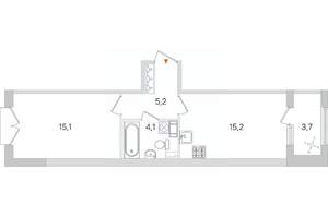 1-к квартира, вторичка, 41м2, 2/4 этаж