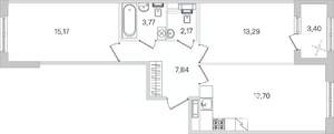 2-к квартира, строящийся дом, 64м2, 4/4 этаж
