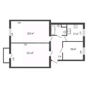 3-к квартира, вторичка, 74м2, 2/3 этаж