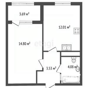 1-к квартира, вторичка, 34м2, 4/4 этаж