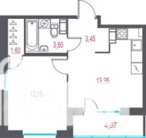 1-к квартира, вторичка, 36м2, 3/7 этаж