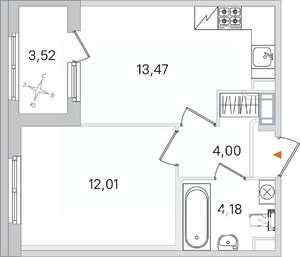 1-к квартира, вторичка, 34м2, 2/4 этаж