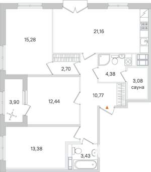 3-к квартира, вторичка, 89м2, 4/4 этаж