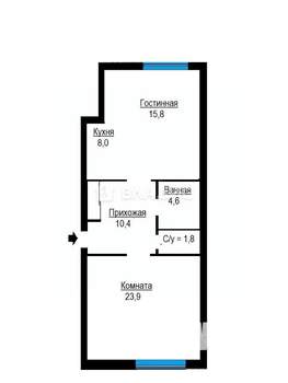 2-к квартира, вторичка, 65м2, 1/5 этаж