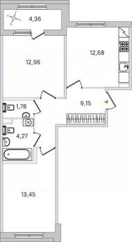 2-к квартира, вторичка, 54м2, 2/4 этаж