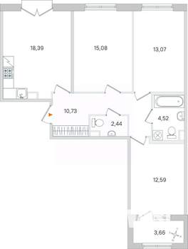 3-к квартира, вторичка, 79м2, 2/4 этаж