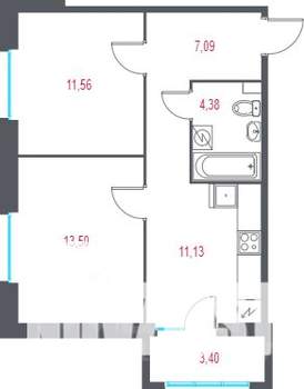 2-к квартира, вторичка, 49м2, 2/10 этаж
