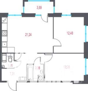 2-к квартира, вторичка, 59м2, 8/9 этаж