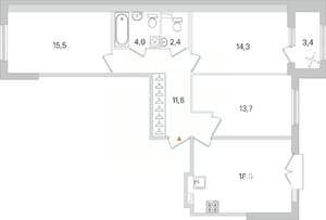 3-к квартира, вторичка, 81м2, 2/4 этаж