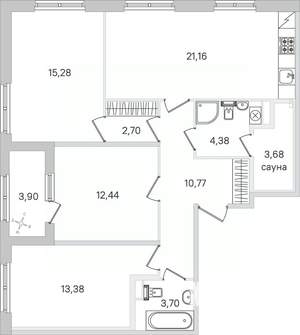 3-к квартира, строящийся дом, 89м2, 1/4 этаж