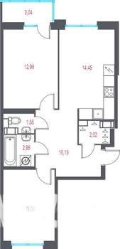 2-к квартира, вторичка, 56м2, 9/10 этаж