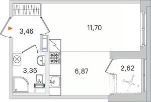 Студия квартира, вторичка, 25м2, 3/4 этаж
