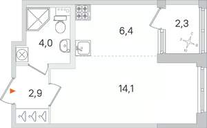 Студия квартира, строящийся дом, 27м2, 2/4 этаж