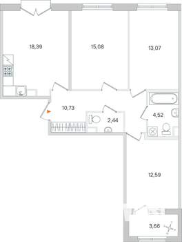 3-к квартира, вторичка, 79м2, 2/4 этаж