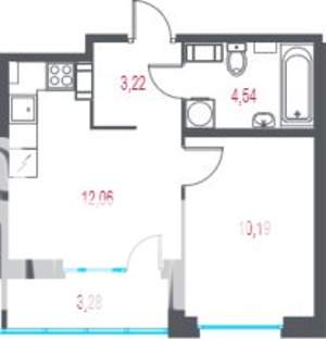 1-к квартира, вторичка, 32м2, 10/10 этаж