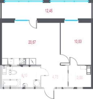 1-к квартира, вторичка, 50м2, 7/7 этаж