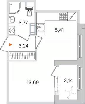 Студия квартира, вторичка, 26м2, 4/4 этаж