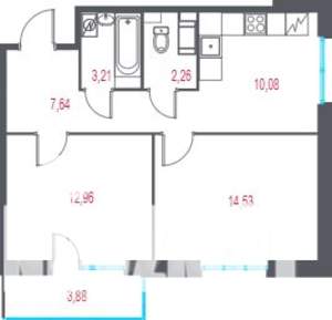 2-к квартира, вторичка, 52м2, 4/5 этаж