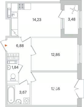 2-к квартира, вторичка, 52м2, 3/4 этаж