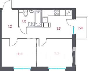 2-к квартира, вторичка, 42м2, 3/9 этаж