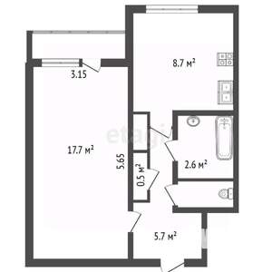 1-к квартира, вторичка, 36м2, 4/6 этаж