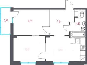 2-к квартира, вторичка, 48м2, 3/10 этаж