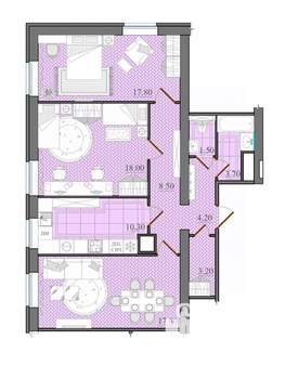 3-к квартира, вторичка, 87м2, 4/4 этаж