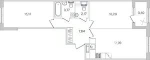 2-к квартира, строящийся дом, 64м2, 3/4 этаж