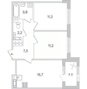 2-к квартира, вторичка, 53м2, 2/4 этаж
