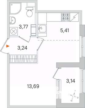 Студия квартира, вторичка, 28м2, 4/4 этаж