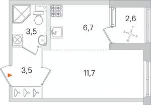 Студия квартира, строящийся дом, 25м2, 1/4 этаж