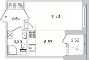 Студия квартира, вторичка, 25м2, 4/4 этаж