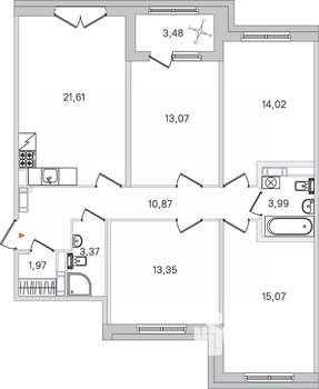 4-к квартира, вторичка, 97м2, 4/4 этаж