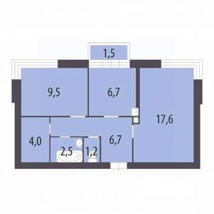 2-к квартира, вторичка, 48м2, 4/4 этаж