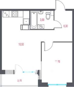 1-к квартира, вторичка, 42м2, 7/9 этаж