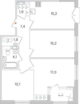 3-к квартира, вторичка, 76м2, 3/4 этаж