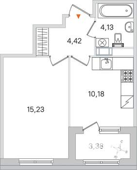 1-к квартира, вторичка, 34м2, 4/4 этаж