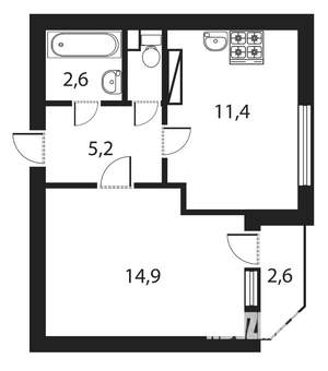 1-к квартира, вторичка, 35м2, 8/9 этаж