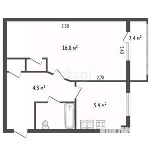 1-к квартира, вторичка, 31м2, 3/4 этаж