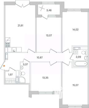 4-к квартира, вторичка, 99м2, 3/4 этаж
