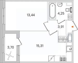 1-к квартира, вторичка, 37м2, 3/4 этаж