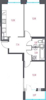 2-к квартира, вторичка, 51м2, 4/10 этаж