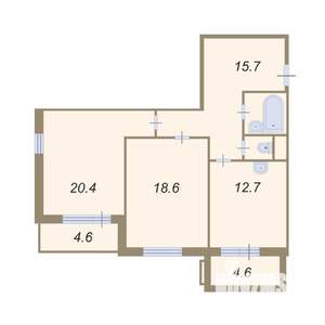 2-к квартира, вторичка, 72м2, 2/5 этаж
