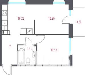 2-к квартира, вторичка, 43м2, 3/10 этаж