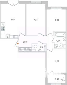 3-к квартира, вторичка, 75м2, 2/4 этаж