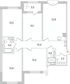 4-к квартира, вторичка, 97м2, 4/4 этаж