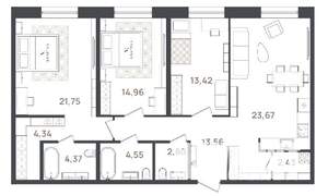 3-к квартира, вторичка, 106м2, 1/3 этаж