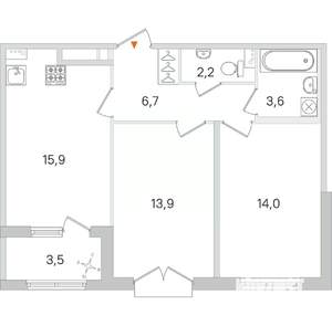 2-к квартира, вторичка, 58м2, 2/4 этаж