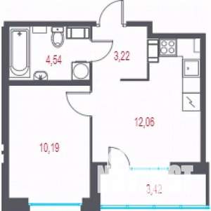 2-к квартира, строящийся дом, 32м2, 10/10 этаж